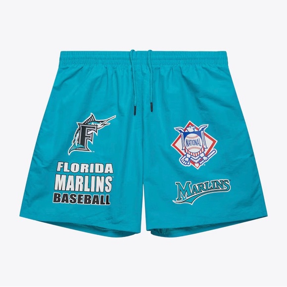 Mitchell & Ness Teal Florida Marlins Cooperstown Collection Team Logos Shorts